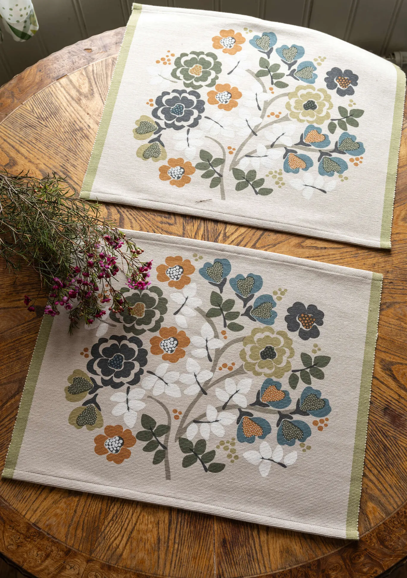 Bordstablett "Wild rose" i ekologisk bomull