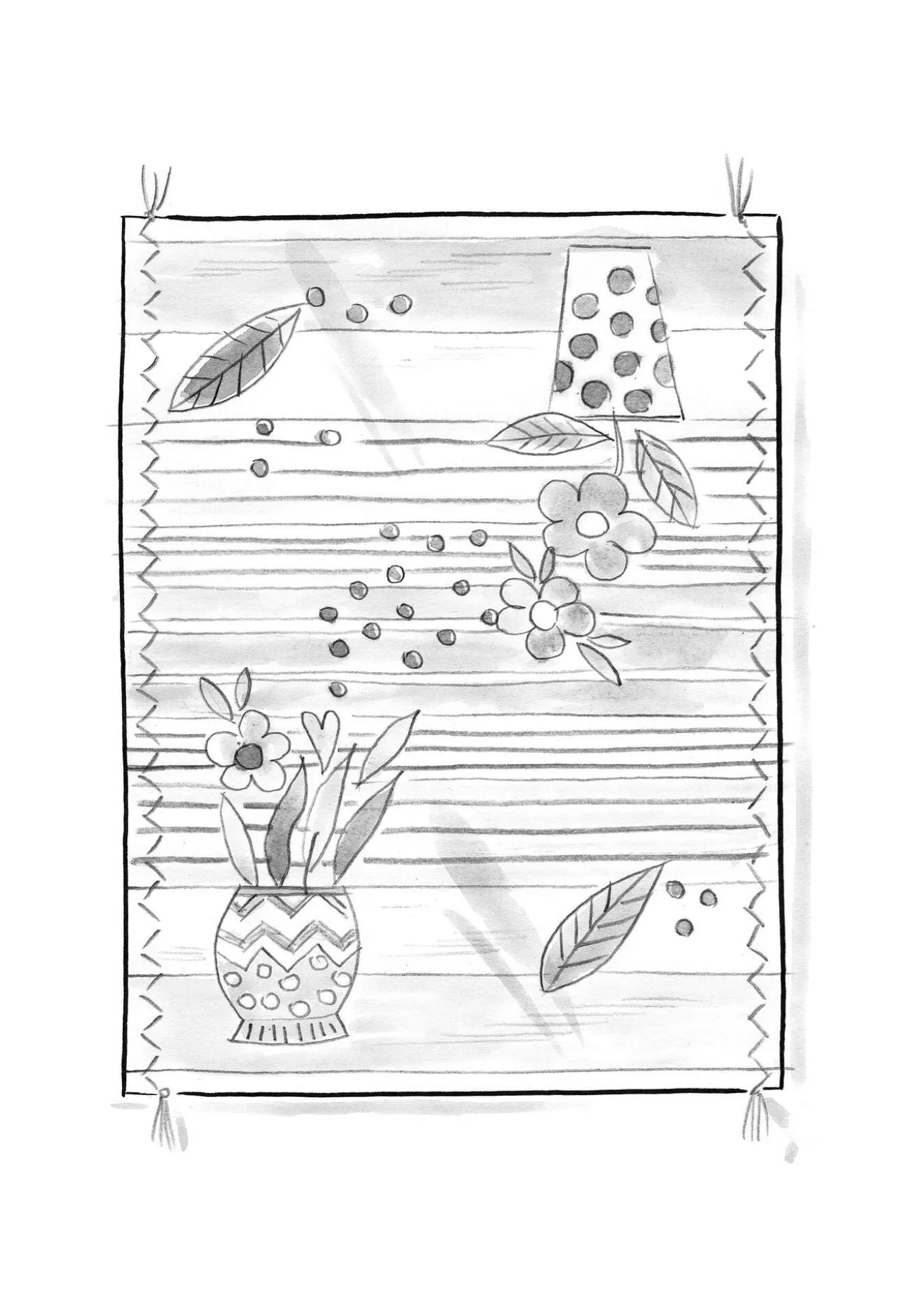 Broderad matta "Flower bed" i ekologisk bomull
