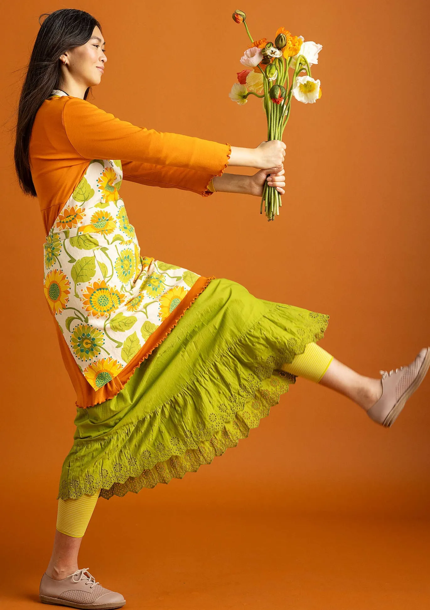 Förkläde "Sunflower" i ekologisk bomull/ lin