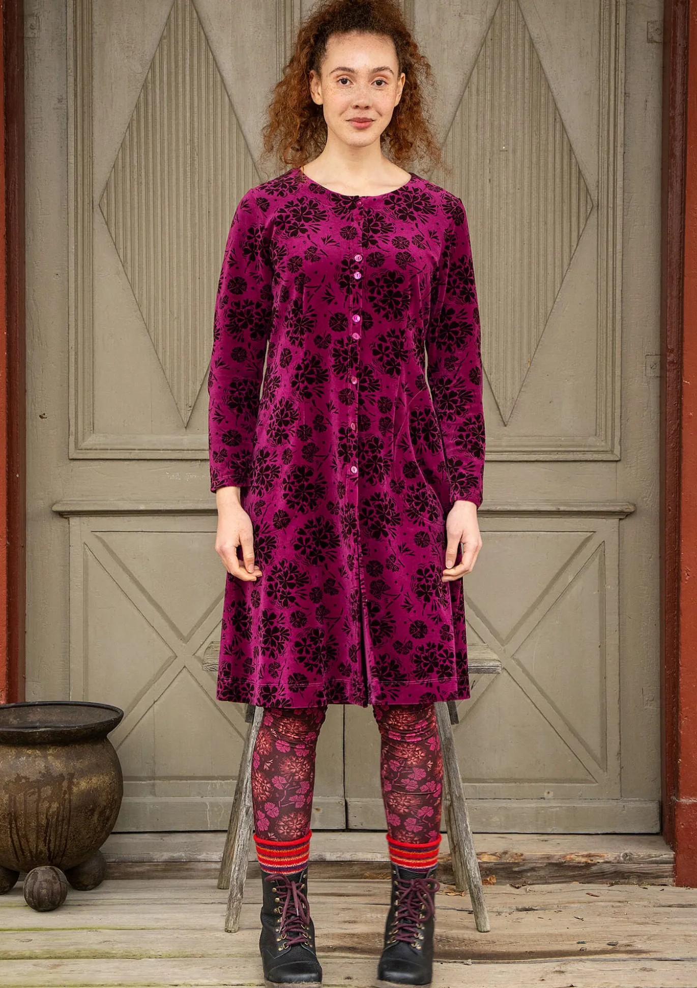 Velourklänning "Selma" i ekologisk bomull/återvunnen polyester