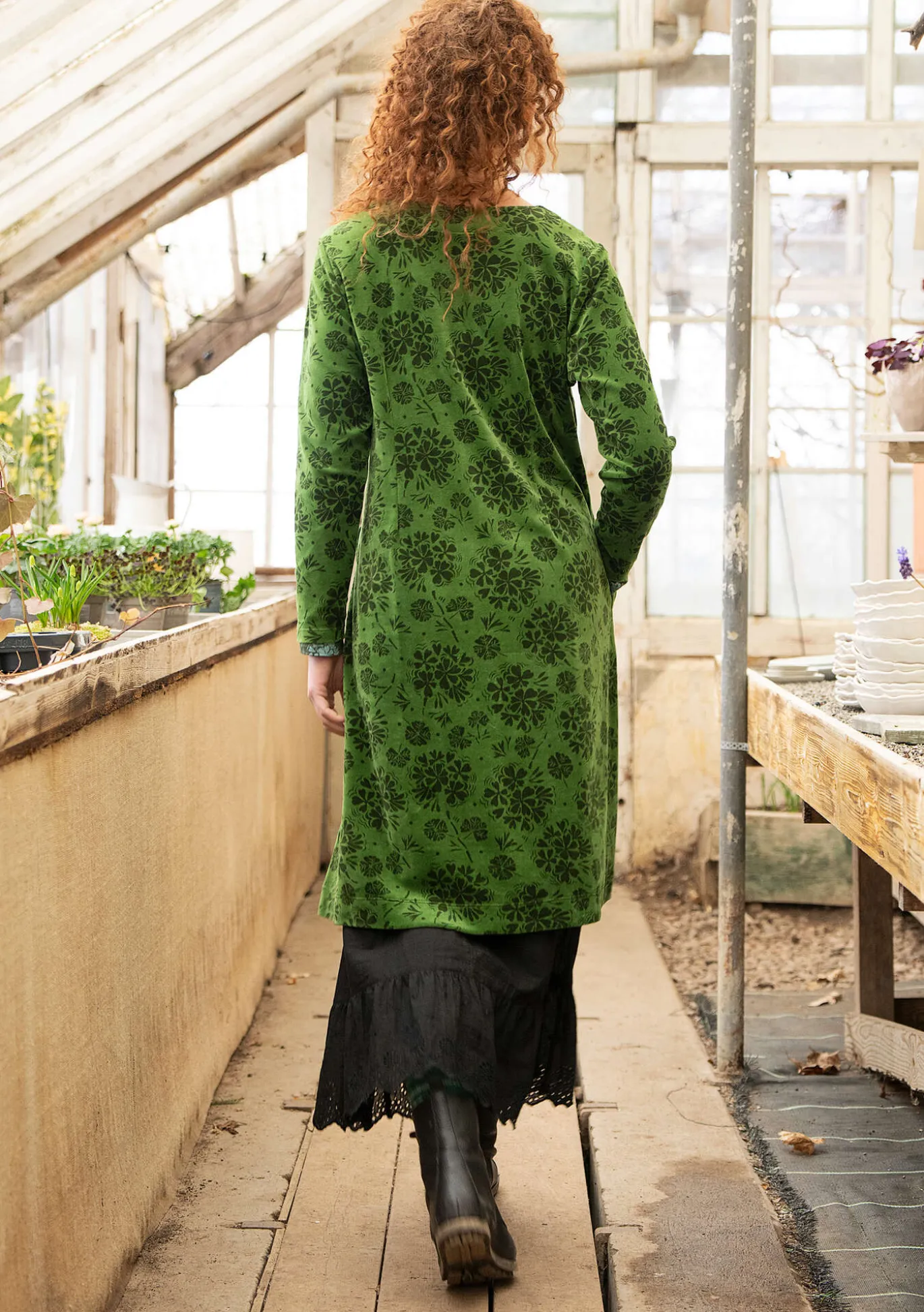 Velourklänning "Selma" i ekologisk bomull/återvunnen polyester