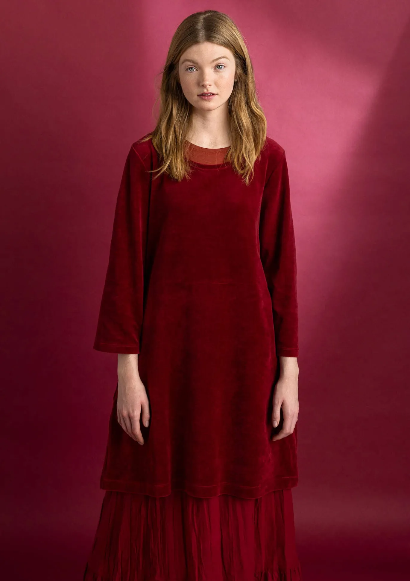 Velourtunika i ekologisk bomull/återvunnen polyester