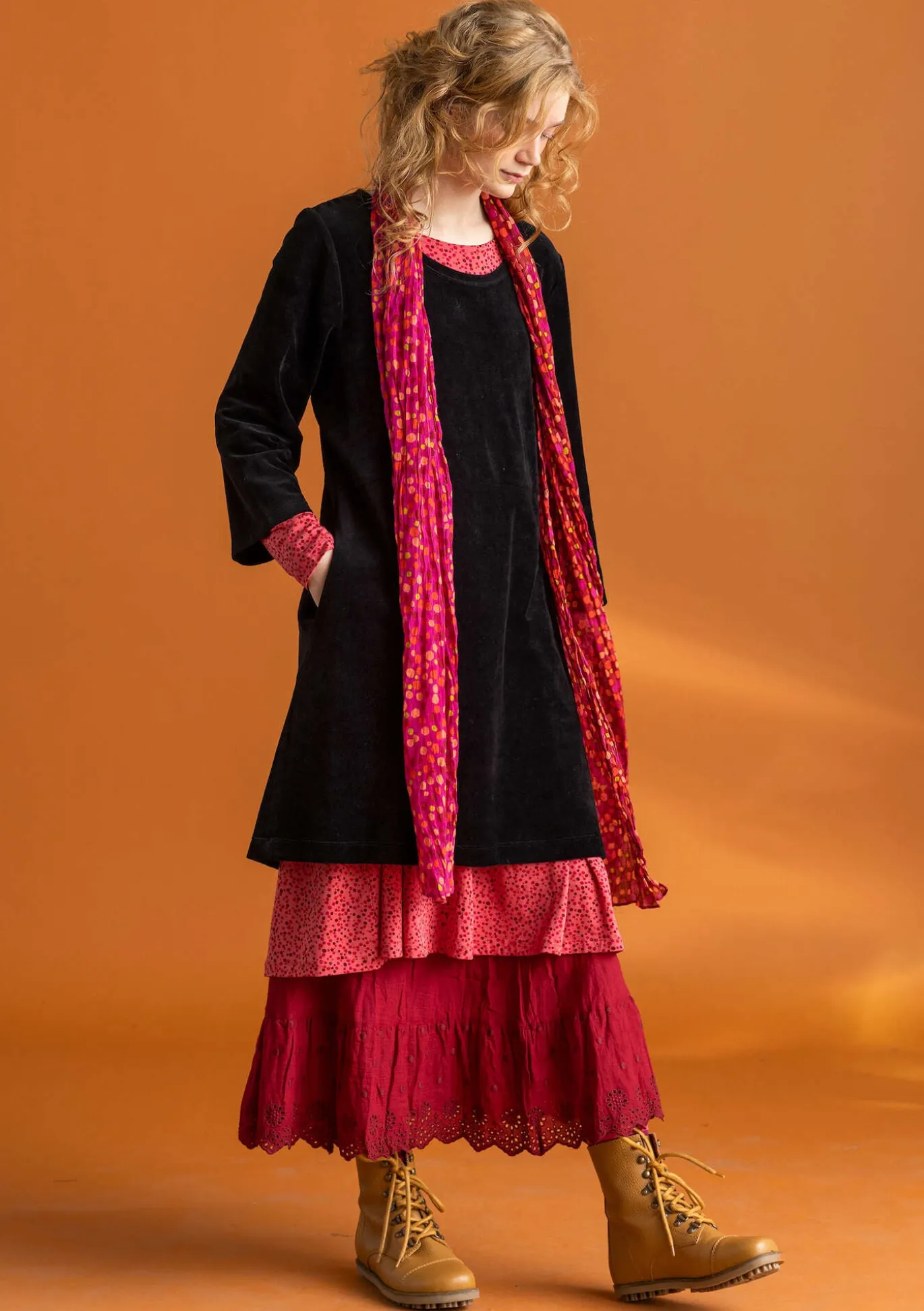 Velourtunika i ekologisk bomull/återvunnen polyester